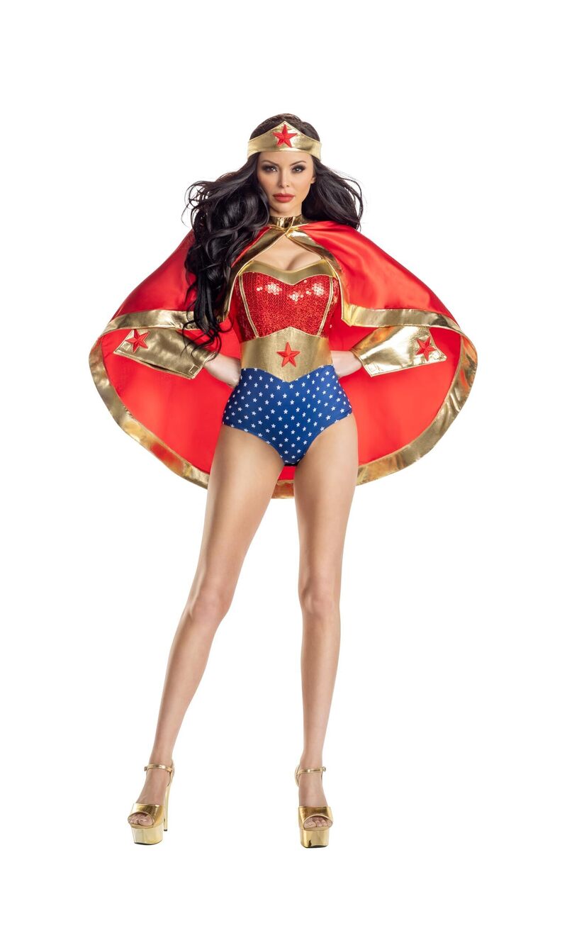 8949 Wonderful Babe Sexy 4 Piece Costume Set, Red/Gold, Medium